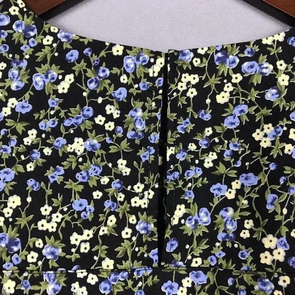 Tuckernuck Hyacinth House Quinn Dress Size XS Black Floral Short Sleeve Tiered - Picture 9 of 16